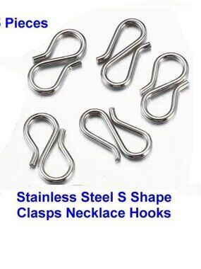 Stainless Steel S Shape Clasps Necklace Hooks Connectors  5 PCS